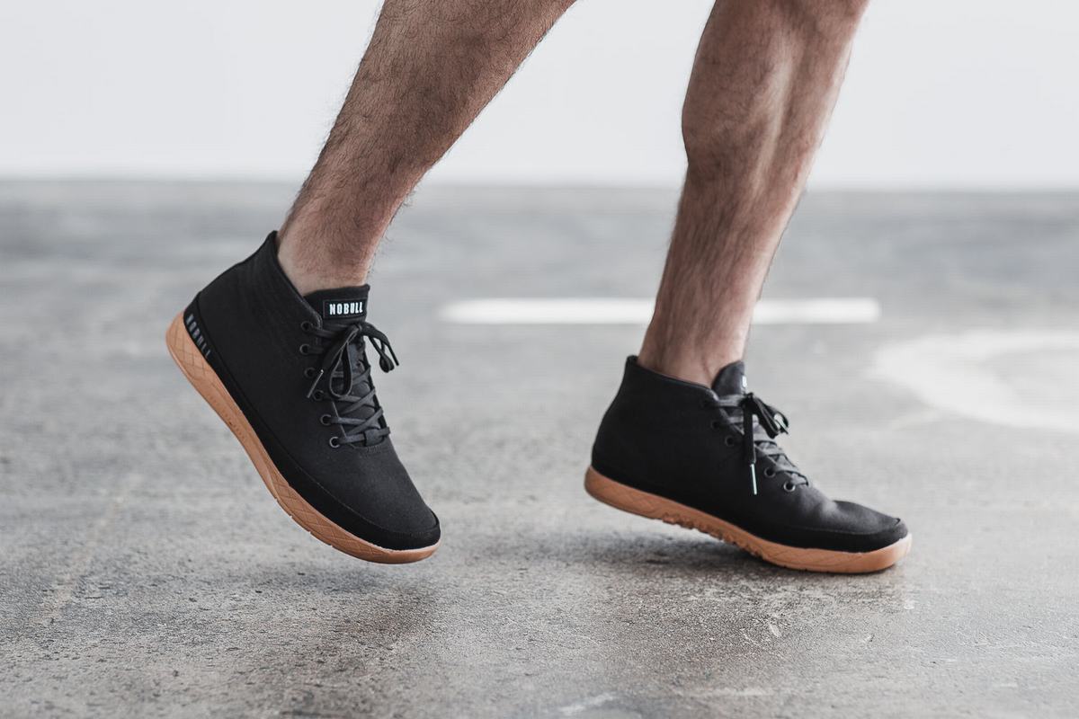 Nobull Canvas Mid Men's Trainers Black Coffee | Australia (OW9082)